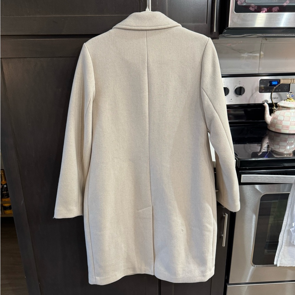 Abercrombie & Fitch Wool Blend Dad Coat Cream Trench Coat Size S - Picture 2 of 3